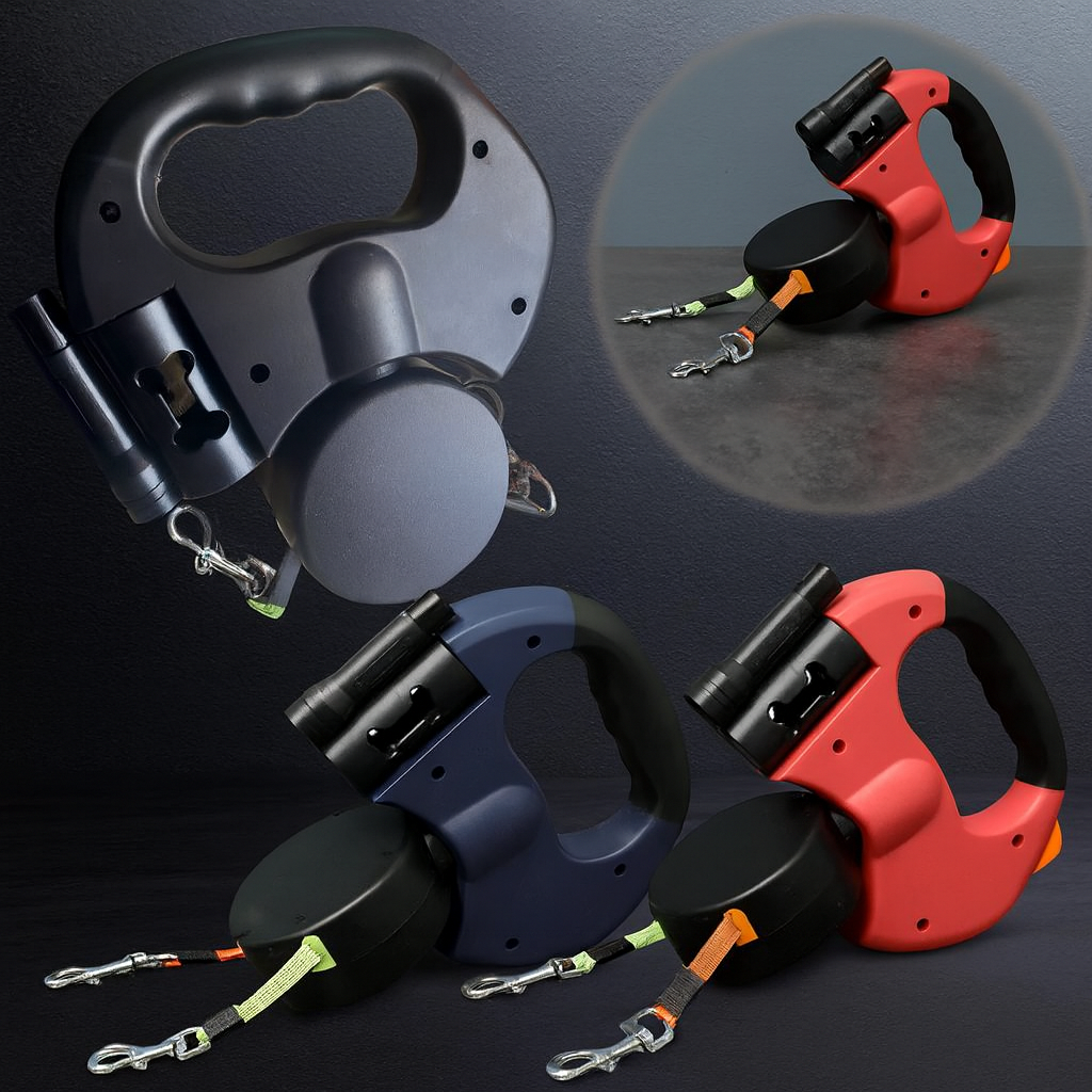Revolutionary Double Headed Dog Leash with 360° Swivel and LED Light - Perfect for Walking Two Dogs!