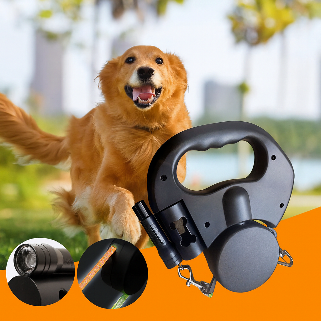 Revolutionary Double Headed Dog Leash with 360° Swivel and LED Light - Perfect for Walking Two Dogs!